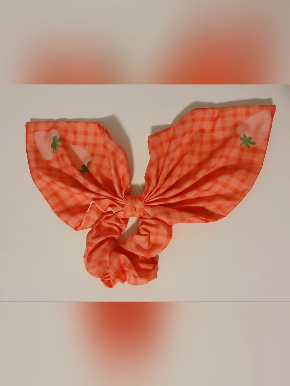 Strawberry Gingham Hair Scunchie